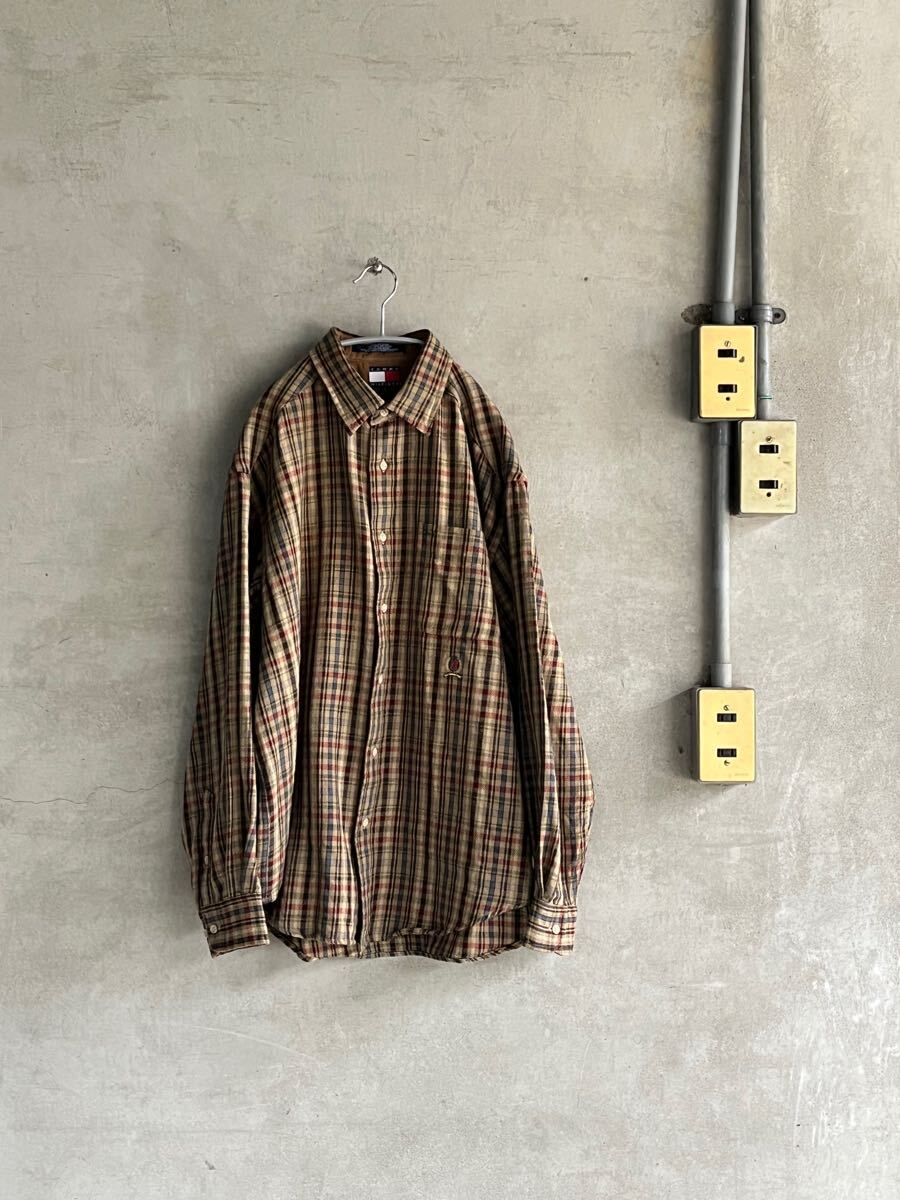 90s 90年代 ビンテージ TOMMY HILFIGER トミーヒルフィガー 長袖シャツ OLD オールド 旧タグ マドラス ブロック タータン チェック レア 拍卖