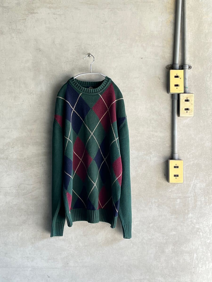 80s 80年代 90s 90年代 ビンテージ アーガイル コットン ニット セーター リーバイス LEVIS DOCKERS ドッカーズ グリーン 緑 ブランド レア拍卖