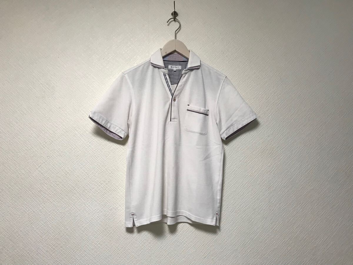 本物タケオキクチtkTAKEOKIKUCHI THE SHOP TKキーネック半袖ポロシャツメンズサーフアメカジミリタリーモードゴルフドレス白ホワイトS拍卖