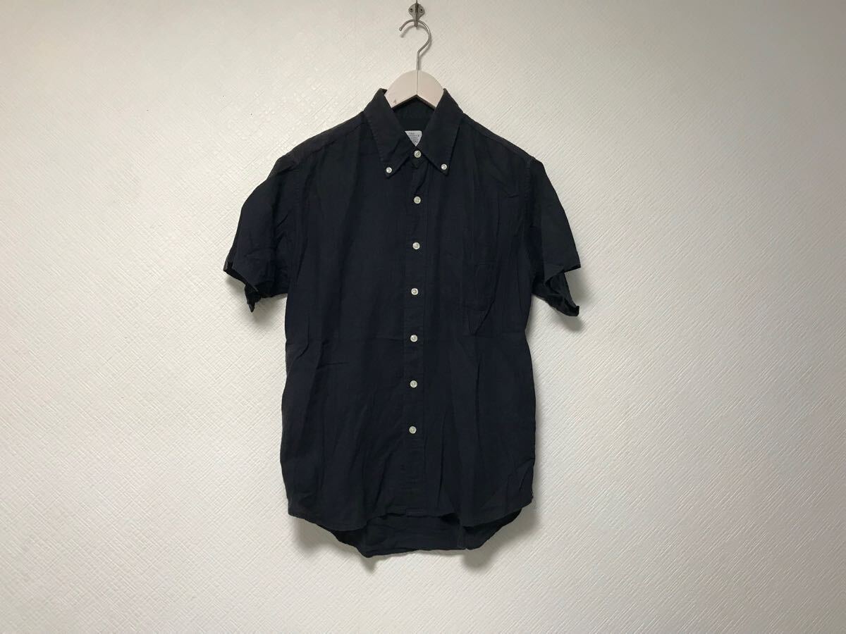 本物ザシャーキーズギャラリーTHE SHARKEYS GALLERYコットンガーゼ半袖シャツメンズビジネススーツモードゴルフドレス黒ブラックM日本製拍卖