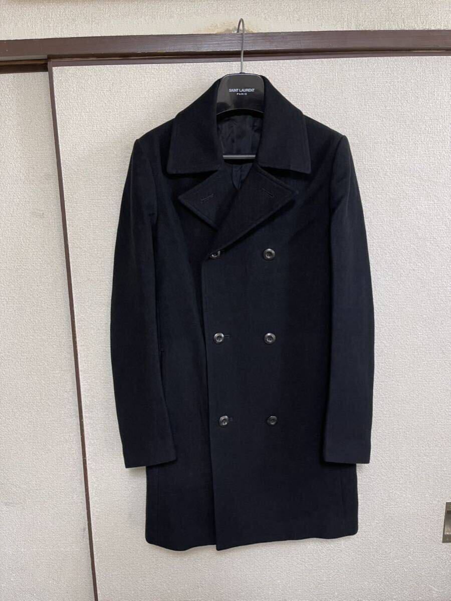 【即決】【良品】 ATTACHMENT アタッチメント MELTON LONG PEA COAT メルトンロングPコート ピーコート BLACK 1 ブラック 即決早い者勝ち拍卖