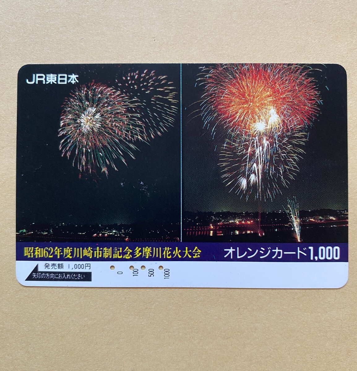 【使用済】 オレンジカード JR東日本 昭和62年度 川崎市制記念 多摩川花火大会拍卖