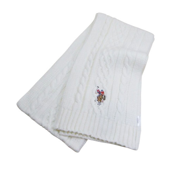 マフラー アクリル100% 180x20cm uspa2014-447464 ホワイト U.S. POLO ASSN.(ユーエス ポロ アッスン)ワンポイント刺繍拍卖