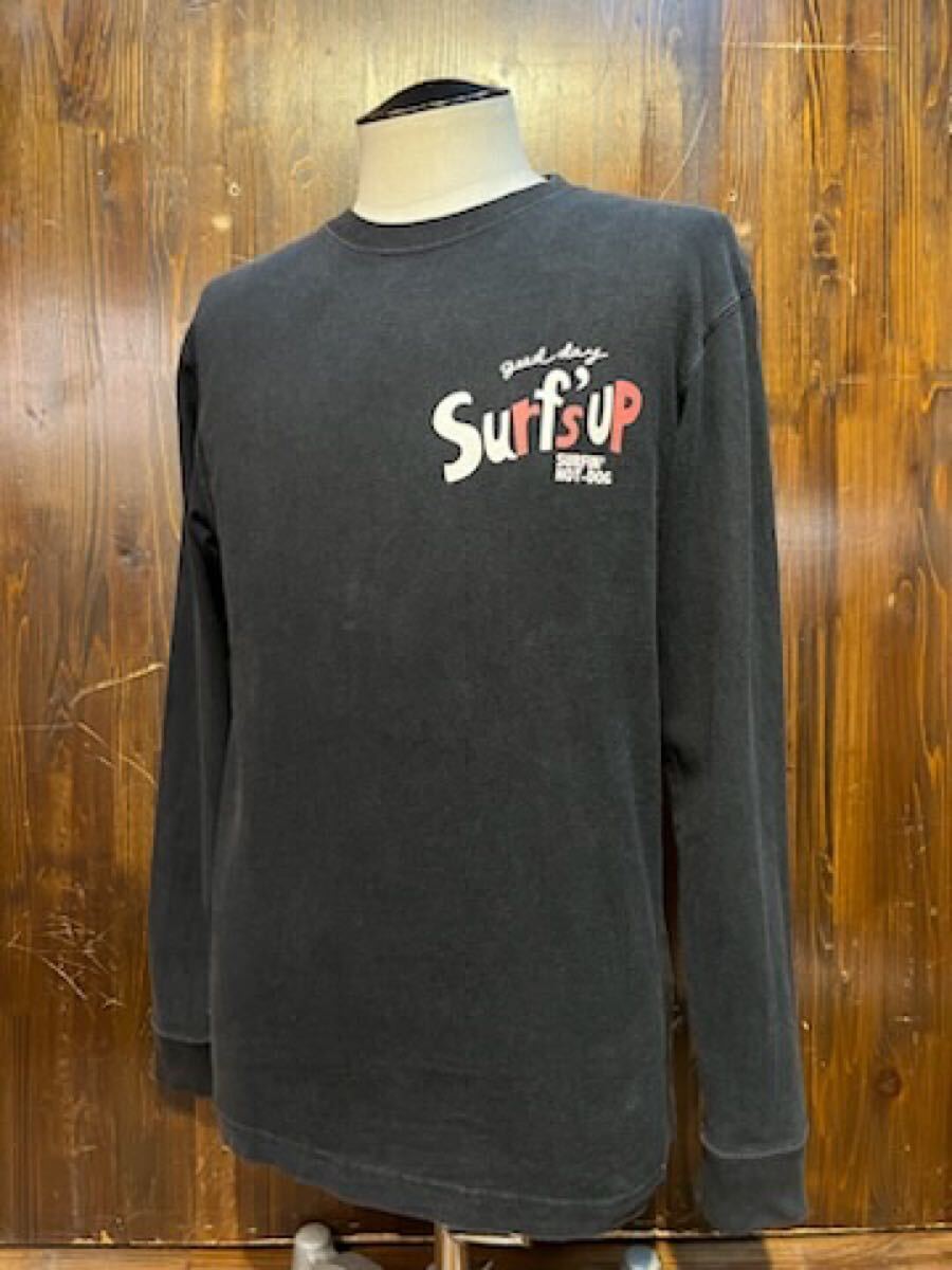 L372 メンズ Tシャツ コラボ SURF'S UP サーフズアップ 長袖 ブラック プリント ロンT サーフ ロングスリーブ /M 全国一律レターパック発送拍卖