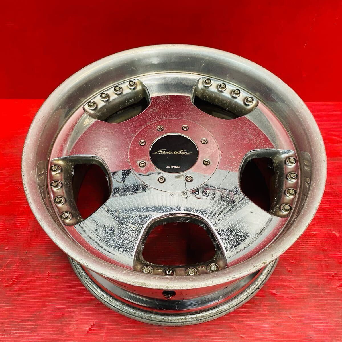 WORK Euroline サイズ 18×9.0JJ PCD 114.3 H5 OFF+38 ハブ径約72mm 傷汚れあり 1本のみ拍卖