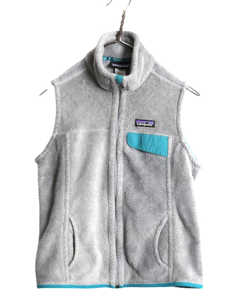 14年製 パタゴニア リツール ベスト レディース S 古着 Patagonia フルジップ フリース 重ね着 前開き ハイネック スナップT アウトドア 灰拍卖