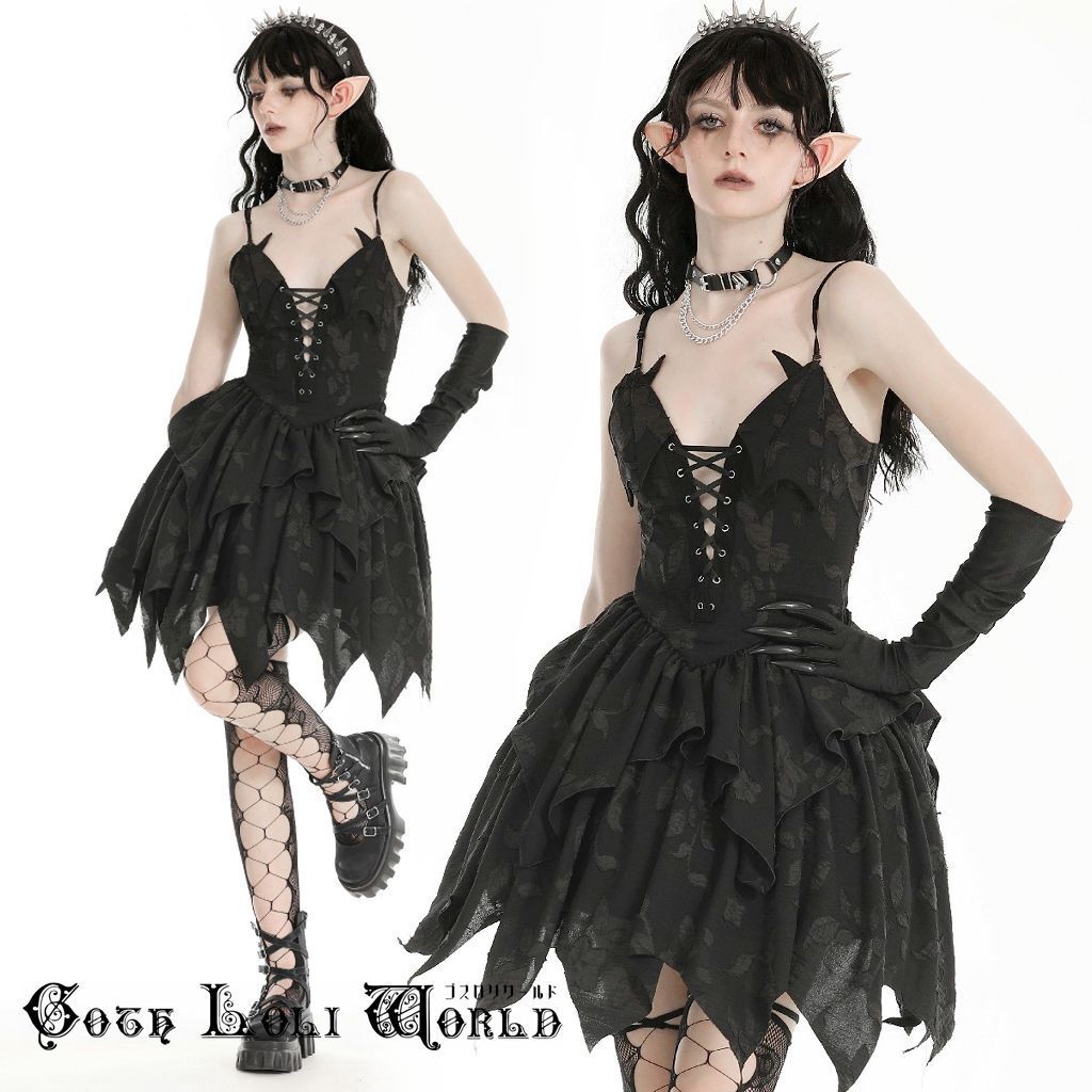 DW981-M コウモリコンセプトフレアミニキャミ ワンピース ゴスロリワールド ゴシック パンク ロック ロリィタ ビジュアル系 V系拍卖