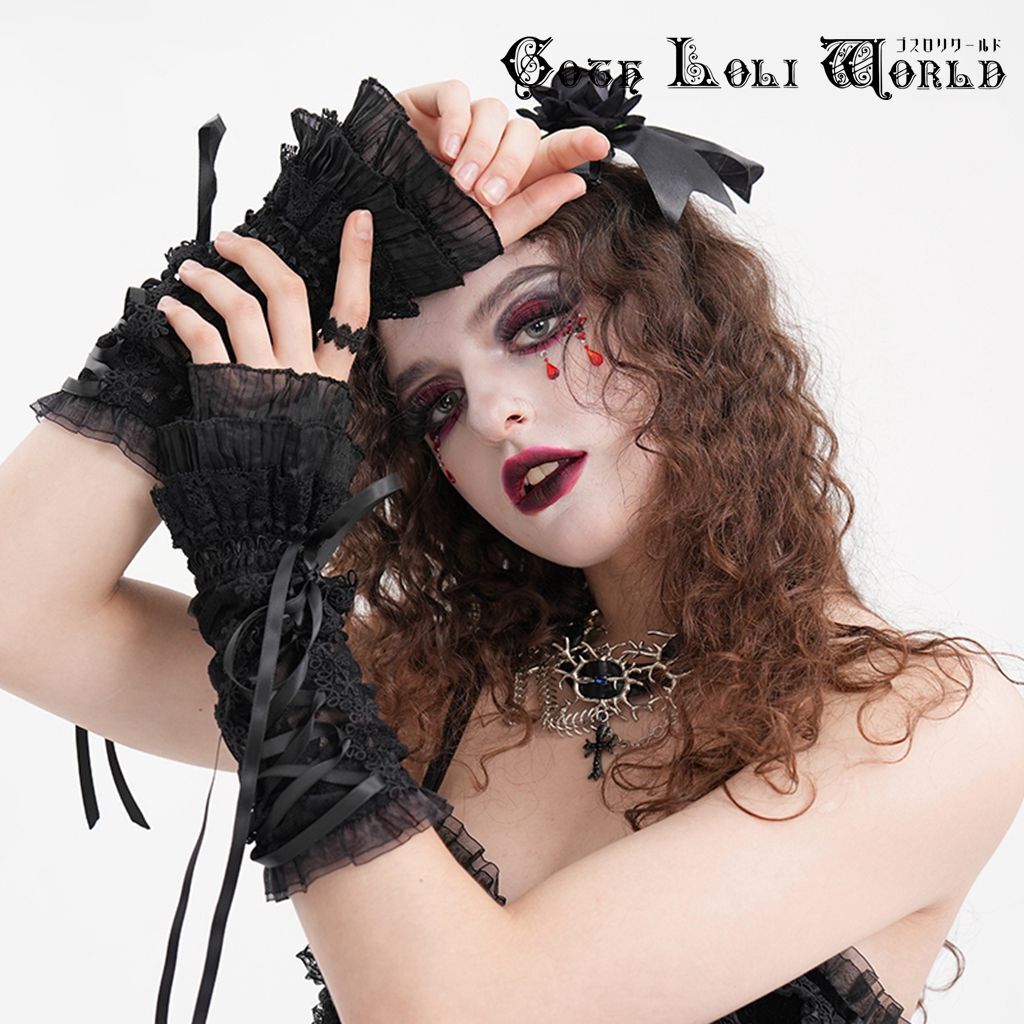 GE03701-XS-L アームウォーマー バレエスタイルグローブ アームカバー 黒色 ゴスロリワールド ゴシック パンク ロック ビジュアル系 V系拍卖