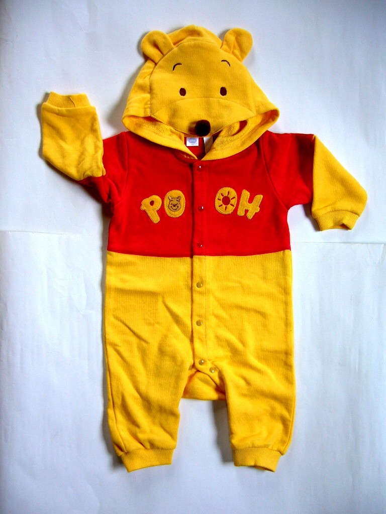 即決:プーさん フード付きロンパース イエロー 身長:80cm拍卖