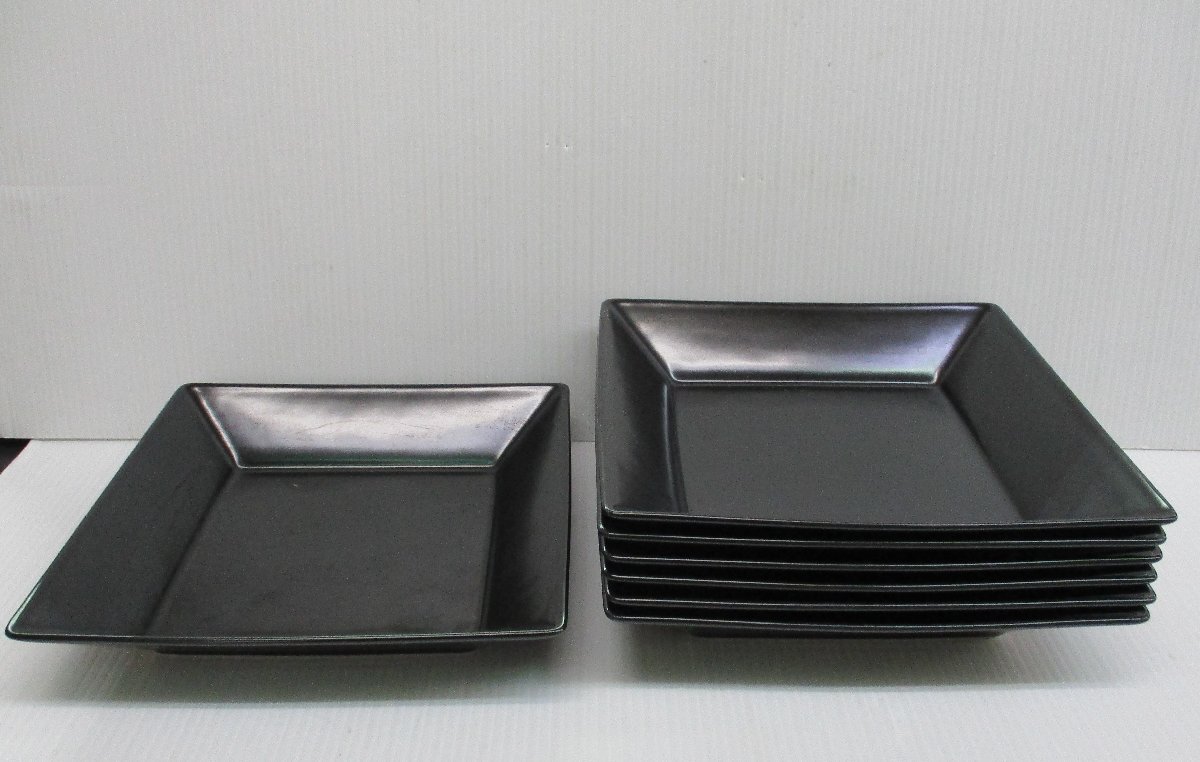 ★ 98413 スクエアプレート 深皿 7枚 幅23.5 × 奥行23.5 × 高さ4.5㎝ 中古 ★拍卖
