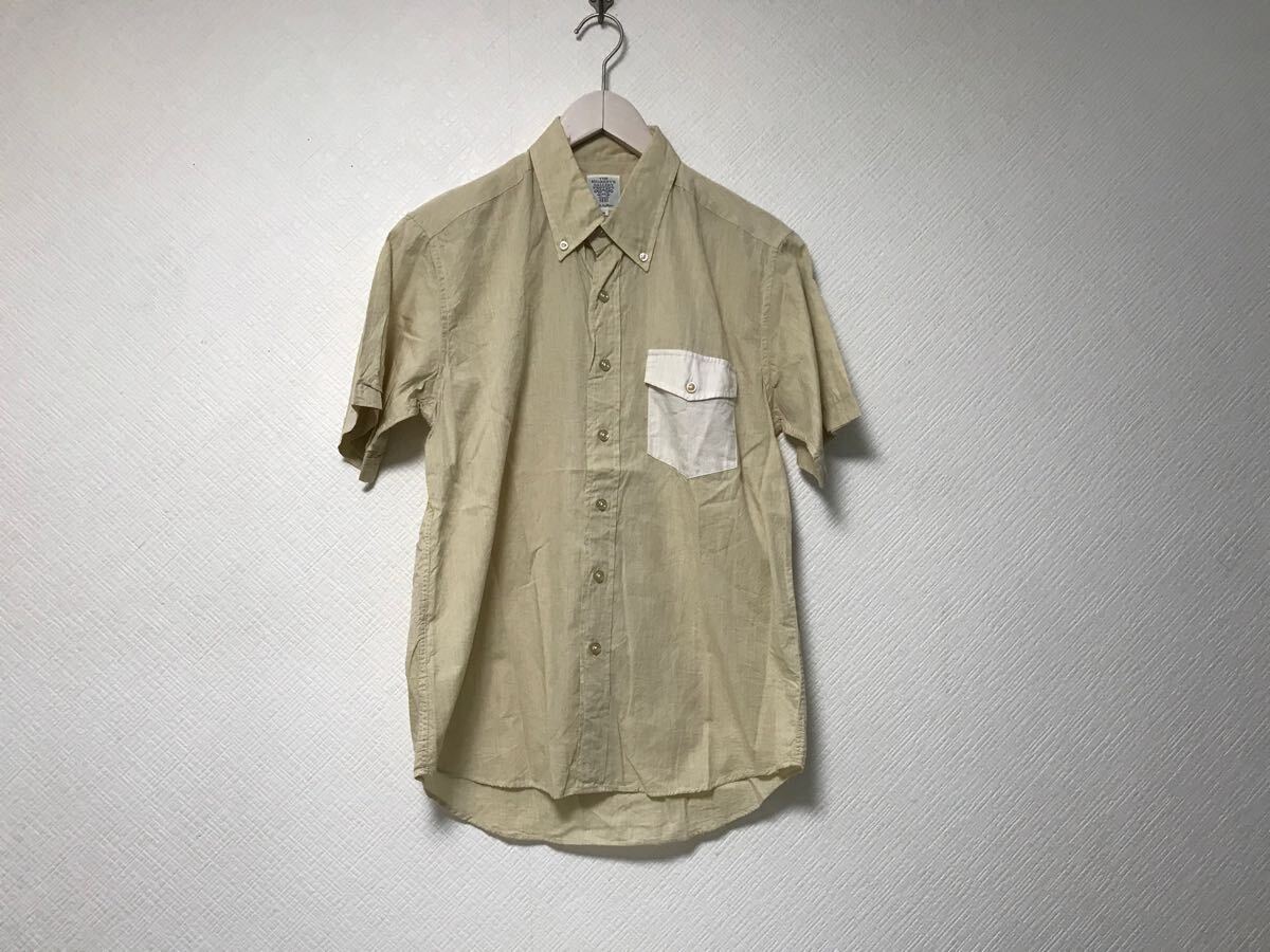 本物ザシャーキーズギャラリーTHE SHARKEYS GALLERYコットン半袖シャツメンズビジネススーツモードゴルフドレスイエローベージュM日本製拍卖