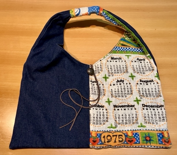 ビンテージファブリック×デニム リメイクバッグ 70s拍卖