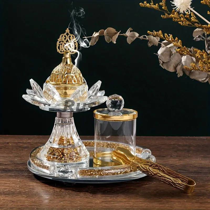 香炉 セット ラグジュアリー おしゃれ かわいい インテリア 香立 瞑想 リラックス リビング 玄関 お香立て プレゼント クリア ゴールド拍卖