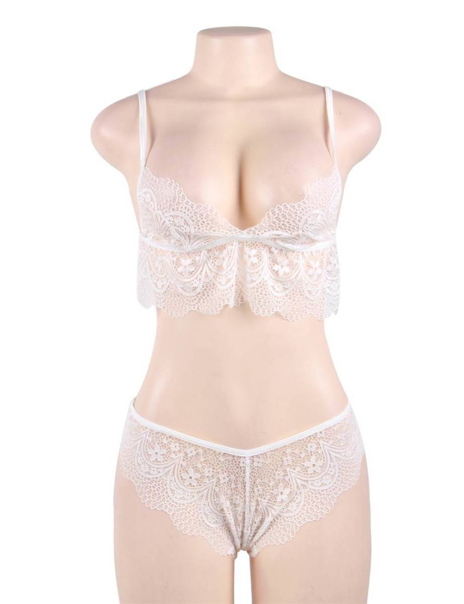 3XLサイズ ブラ ショーツ セット ブラジャー セクシーランジェリー 下着 白 80614-2 拍卖