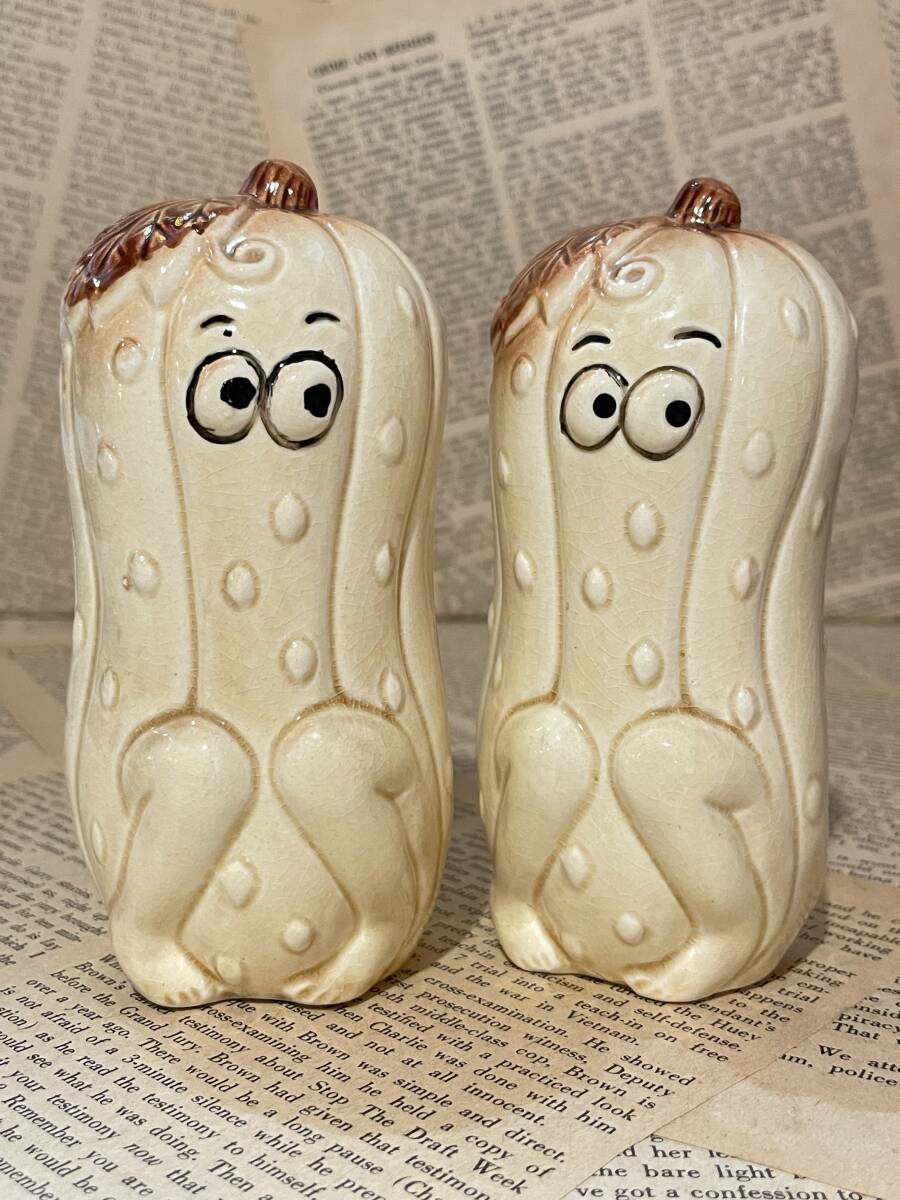 ☆1960年代/セラミック/ソルト&ペッパー/キュウリ?/モンスター?/即決ビンテージUSA/Cucumber/S&P Shakers set(60s) OC-148拍卖