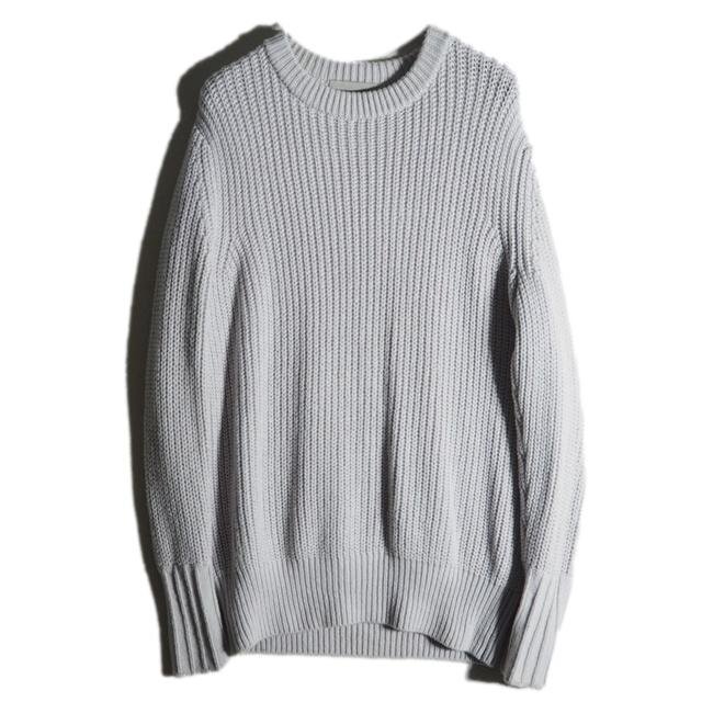 B1988f72 ▼VONDEL フォンデル▼ クルーネック プルオーバー ミドルゲージ ウールニット ピンクグレー S / 羊毛 ラムウール 秋冬拍卖