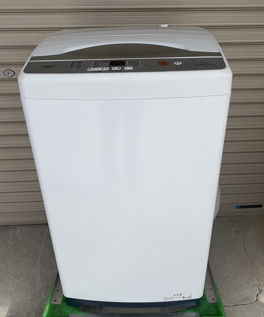 ① 2023年製 7k 全自動洗濯機 アクア AQW-H74-W 引き取り:田川郡香春町 動作OK品拍卖