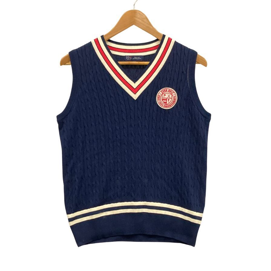美品◆ニット・セーター 23区ゴルフ ニットベスト ケーブル編み ネイビー レディース サイズ1 23区GOLF 【AFB35】拍卖