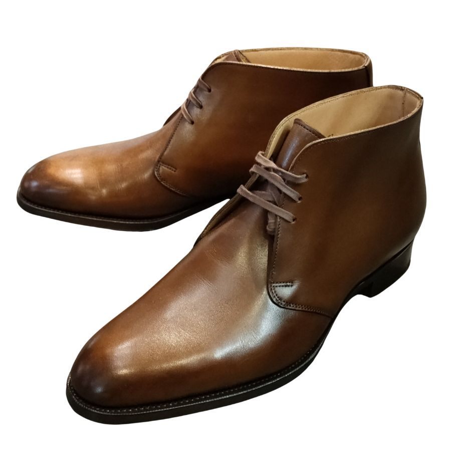 エドワードグリーン レザーシューズ チャッカブーツ バンバリー ブラウン サイズUK6E EDWARD GREEN BUNBURY 約24.5cm【LA】【中古】拍卖