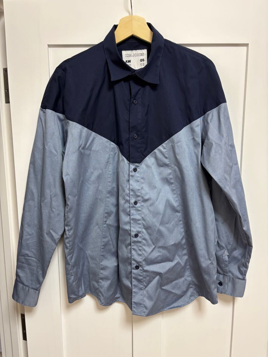 GU キム ジョーンズ メンズ L バイカラー シャツ 美品 KIM JONES 拍卖