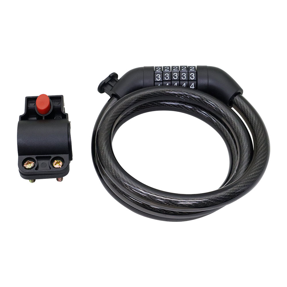 バイク 自転車用 ダイヤル付ワイヤーロック 5桁パスワード設定 盗難防止 1000mm 固定用ホルダー付拍卖