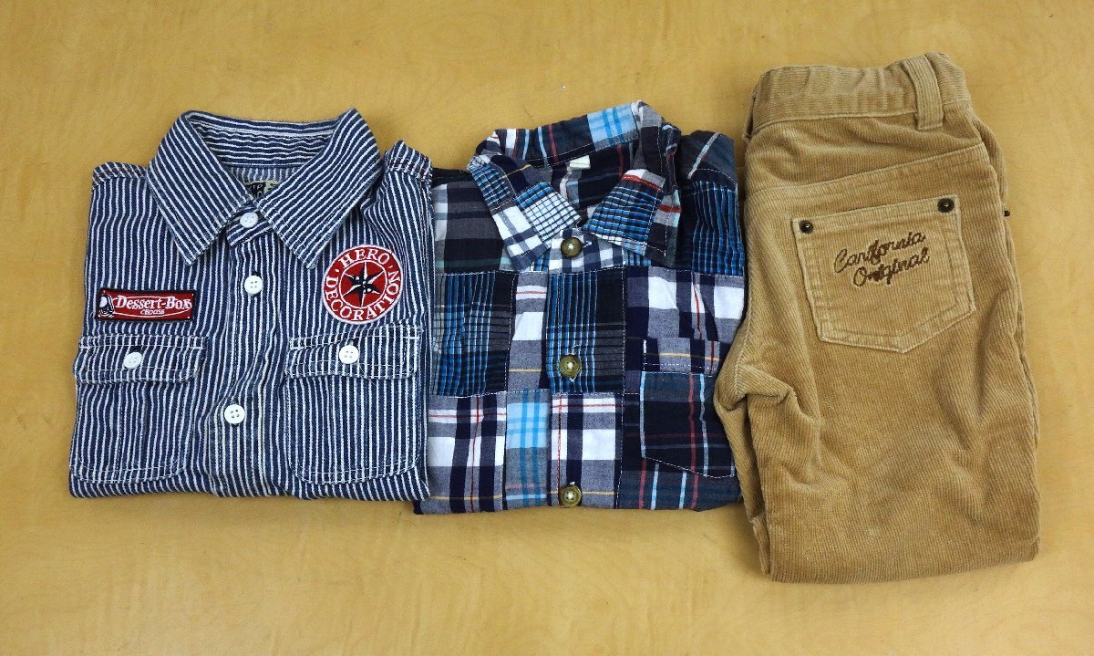 子供服 男の子 半袖 チェックシャツ デニムシャツ パンツ サイズ100 まとめて 3点セット TOPVALU/Skip land拍卖
