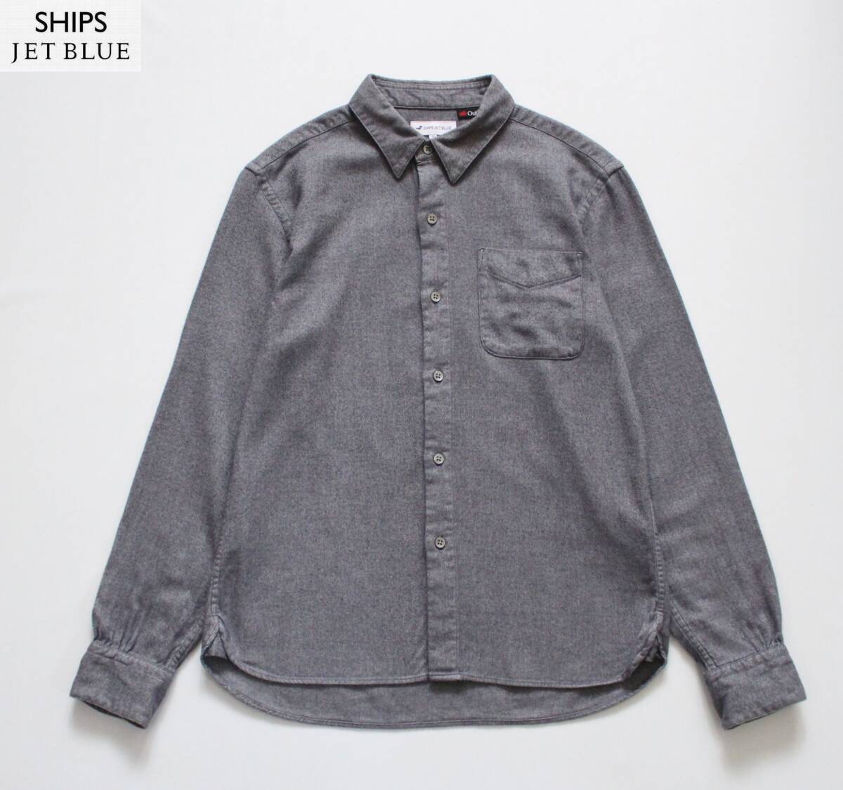【 SHIPS JET BLUE シップス ジェットブルー 】OUTLAST コットン/レーヨン 長袖シャツ 121-15-0281 グレー 起毛 秋冬 日本製拍卖