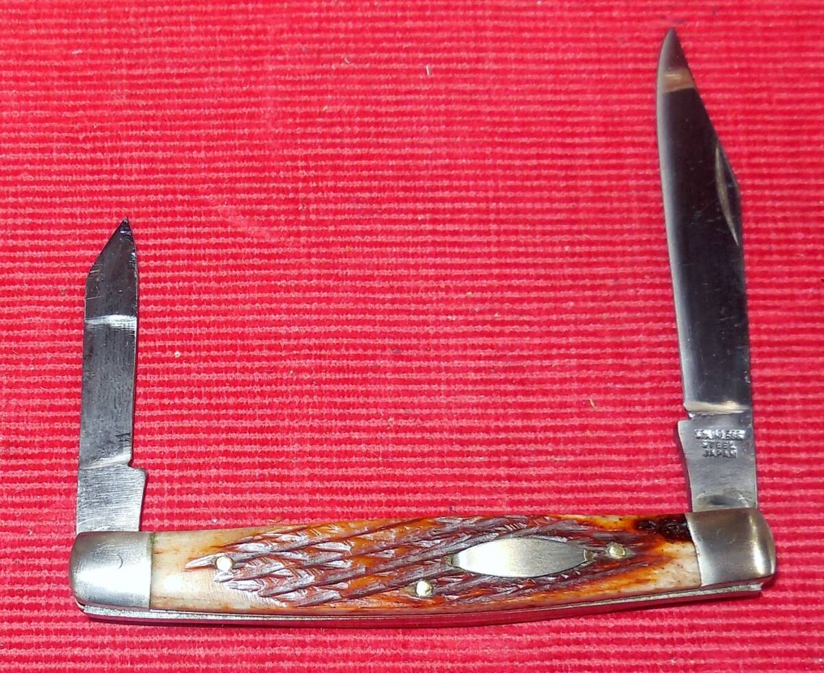 No.SB-2 Pocket Knives 2Blads stainless steel 55mm.& 32mm. Bone handle . Closed;85mm.拍卖