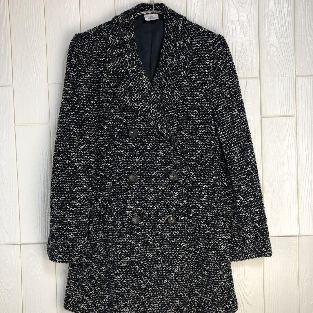 SWING チェスターコート 黒と白のツイード拍卖