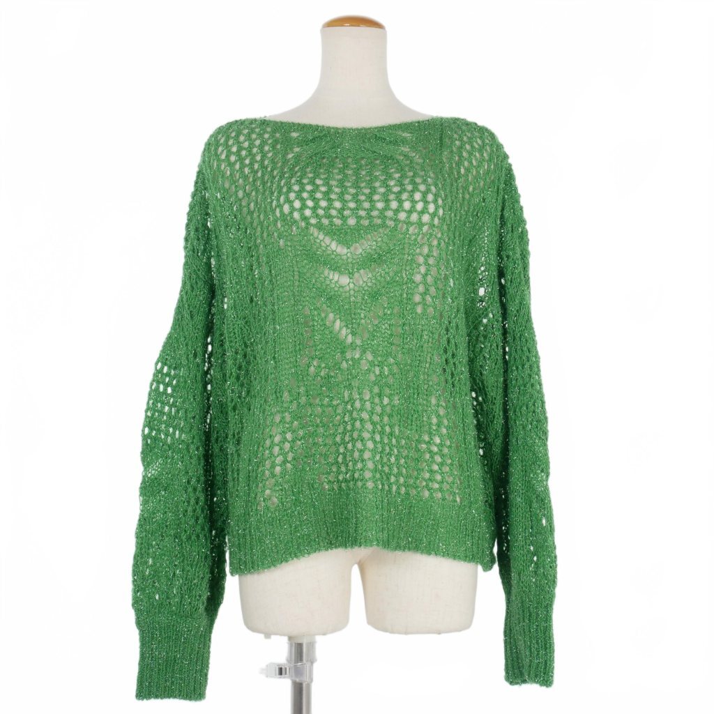マメクロゴウチ Mame Kurogouchi 22SS ニット セーター ラメ プルオーバー 1 グリーン 緑 MM22PS-KN733 レディース拍卖