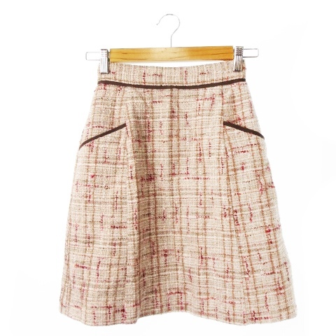 デビュー ド フィオレ Debut de Fiore スカート ツイード タイト ひざ丈 ウール混 パイピング 小さいサイズ 34 ピンク /CK26 レディース拍卖