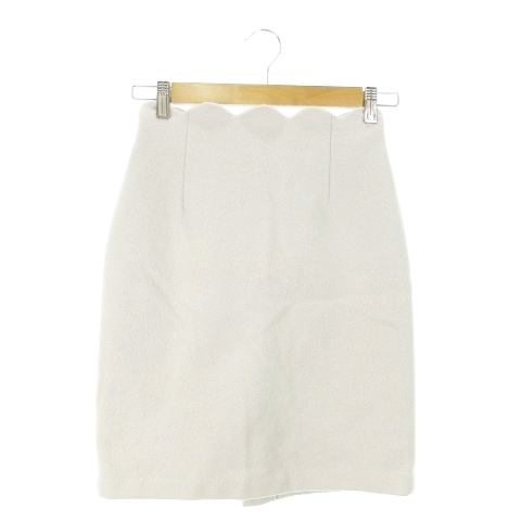 ビーラディエンス BE RADIANCE スカート タイト ミニ ハイウエスト スカラップ ウール F グレー /AO23 レディース拍卖