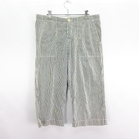 プリット prit ワークパンツ ボトムス クロップド ストライプ イージー コットン 0 ネイビー×ホワイト ※EKM レディース拍卖