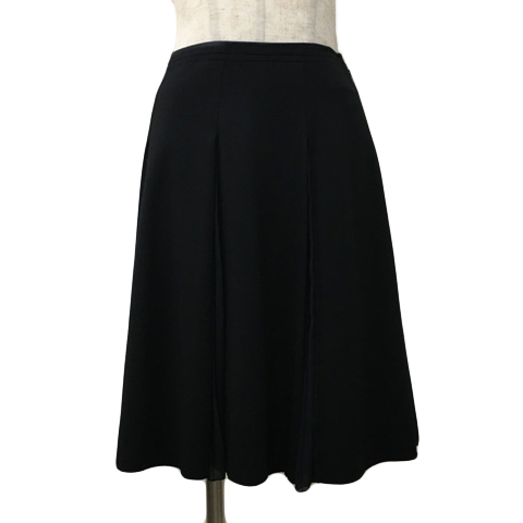 ボナジョルナータ BUONA GIORNATA スカート フレア ミニ 無地 プリーツ 切替 シフォン M 黒 ブラック レディース拍卖