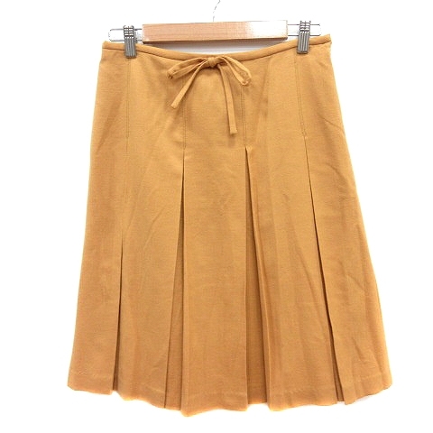シンプリシテェ Simplicite プリーツスカート ひざ丈 リボン ウール 38 M ベージュ /MN レディース拍卖