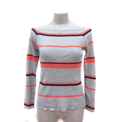 スピック&スパン Spick&Span ニット カットソー ボートネック リブ ボーダー 長袖 グレー ピンク 紺 ネイビー /MS レディース拍卖