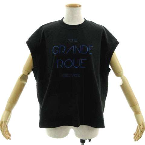 アダムエロペ Adam et Rope' ロゴスウェットTEE GAM-52160-A 丸首 プリント ワイドシルエット コットン ブラック 黒 青 F拍卖