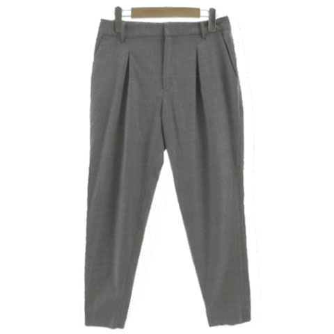 インディヴィ INDIVI パンツ 127-69004 テーパード タック ストレッチ ウール混 グレー 38 レディース拍卖