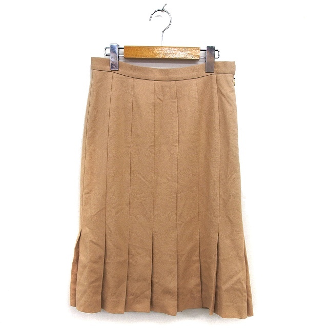 エリオポール heliopole スカート フレア ロング タック ウール カシミヤ混 サイドジップ 36 キャメル /NT5 レディース拍卖