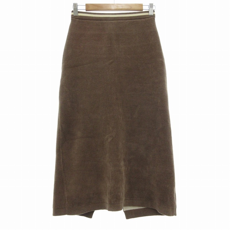 バンヤードストーム BARNYARDSTORM タイトスカート ひざ丈 スリット ストレッチ 0 XS 茶 ブラウン 白 ホワイト /TN 1017拍卖