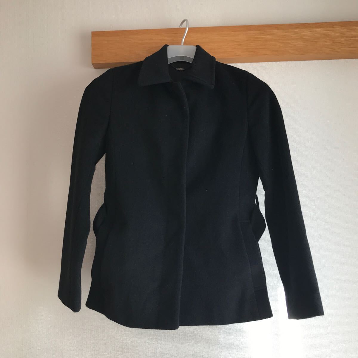 【中古】ef-de エフデ ショートコート サイズ7 ブラック アンゴラ混 クリーニング済拍卖