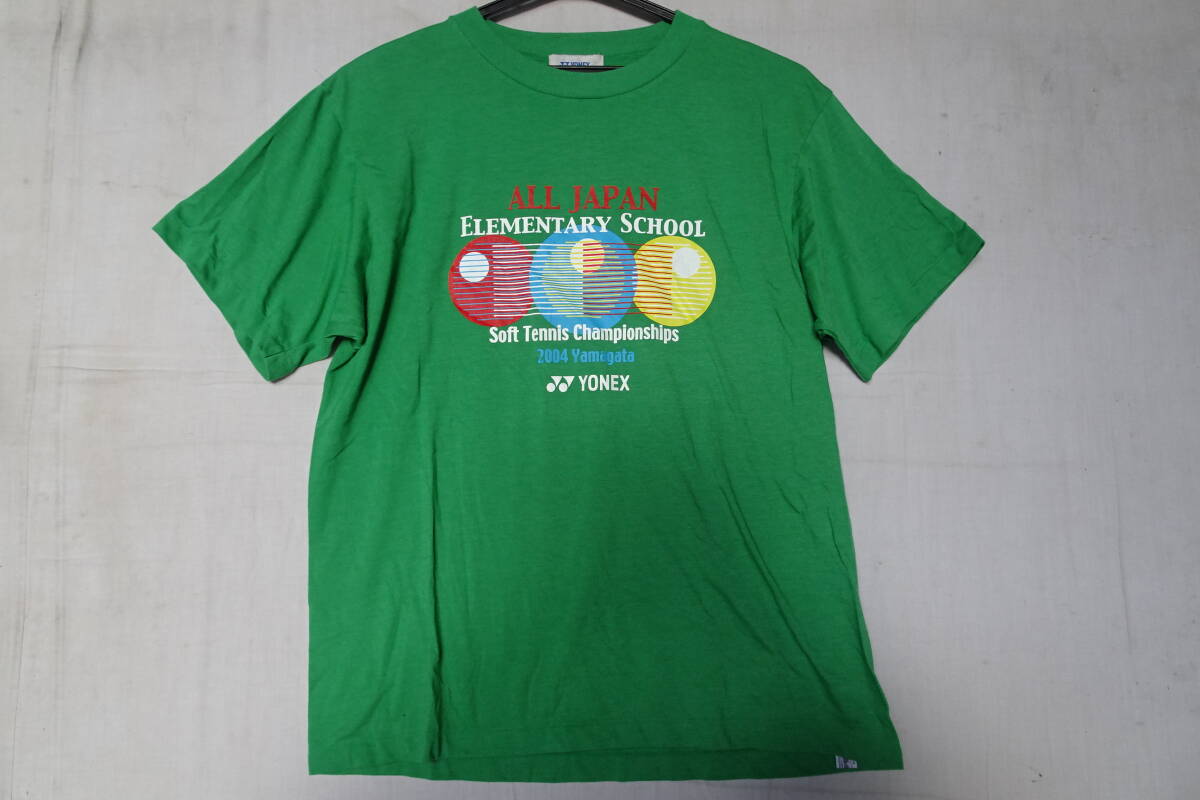 YONEX/ヨネックス/半袖Tシャツ/ソフトテニス/2004YAMAGATA/ALL JAPAN/小学校全国大会/ロゴプリント/緑/グリーン/Mサイズ(10/17R)拍卖