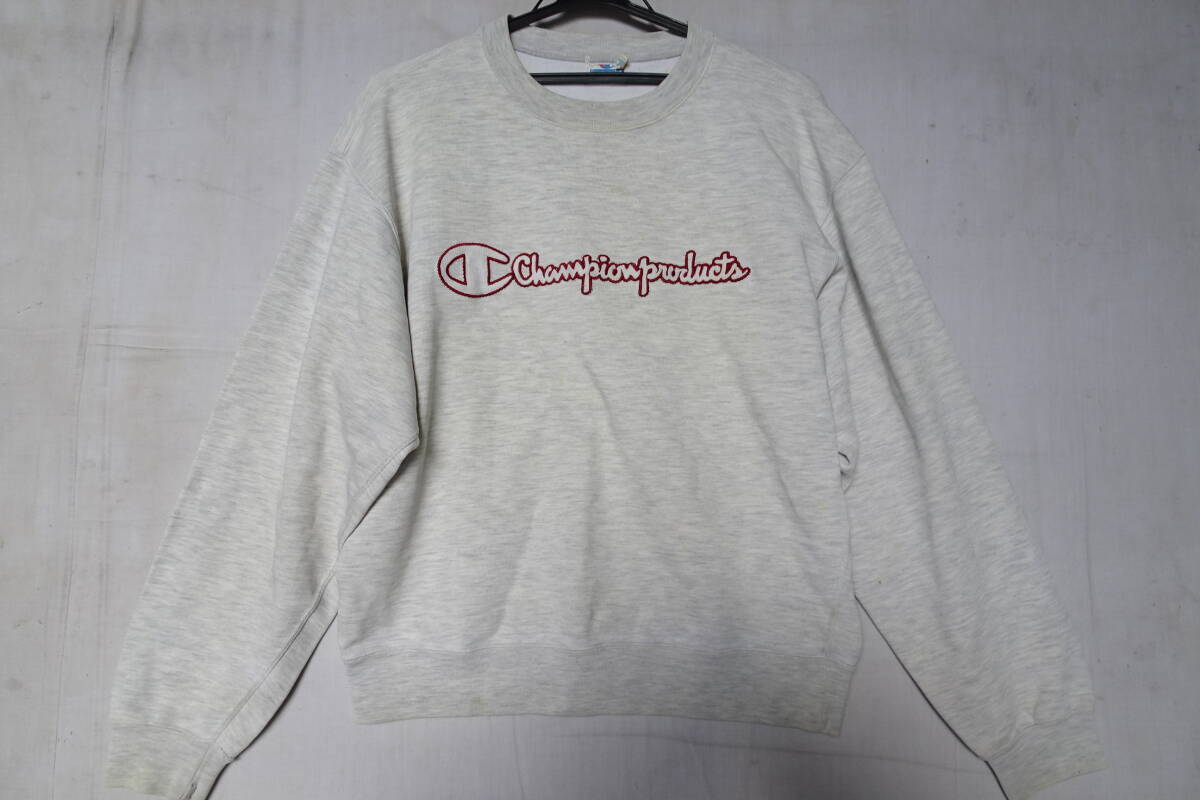 Champion/チャンピオン/長袖トレーナー/プルオーバー/スウェット素材/フロントロゴししゅうプリント/ライトグレー杢/Lサイズ(10/18R)拍卖
