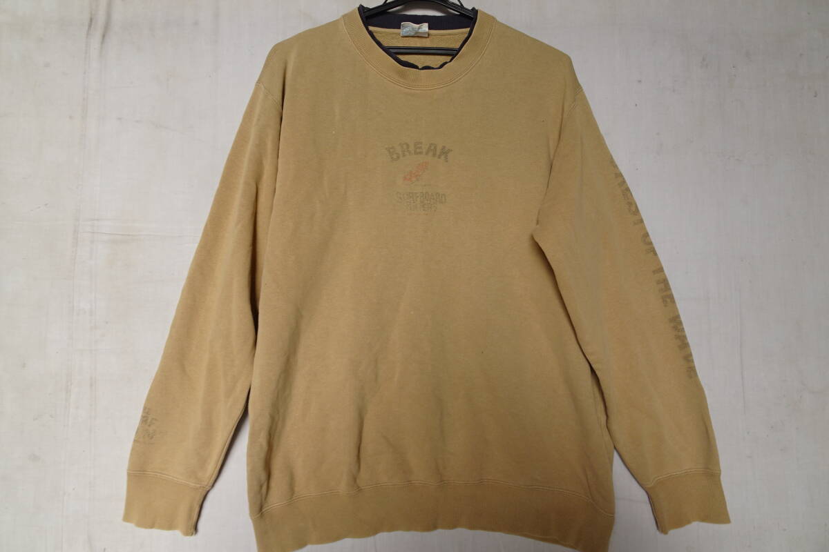 STYLE OF LIFE/長袖トレーナー/スウェット素材/かすれプリント/首ぐり生地二重/カジュアル/ベージュ系カーキ/Mサイズ(10/24R)拍卖