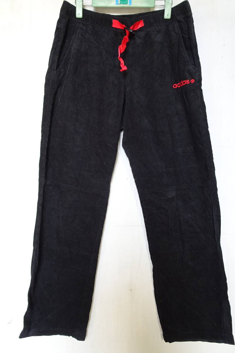 adidas NEO/アディダスネオ/コーデュロイパンツ/ストレートライン/ウエストテープベルト/ウエストゴム/黒/ブラック/Oサイズ(10/31R)拍卖