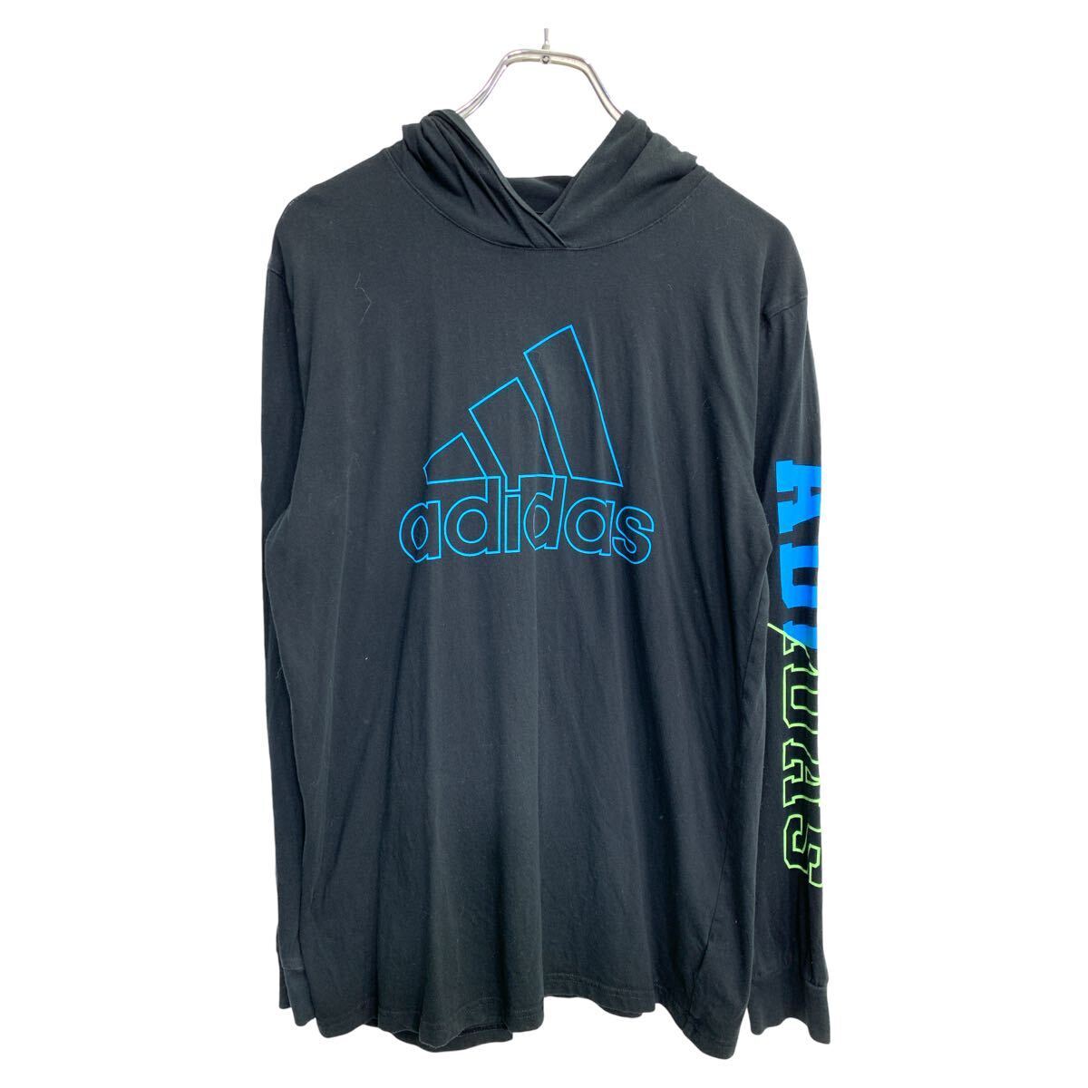 adidas フーディ ロングTシャツ XLサイズ アディダス ジュニアサイズ ブラック コットン 古着卸 アメリカ仕入 t2410-3101拍卖