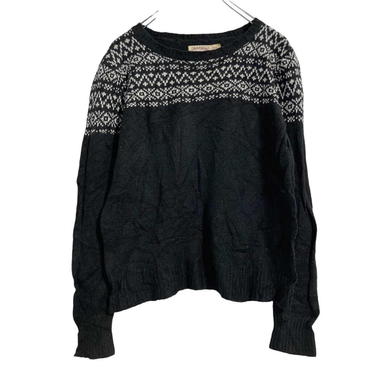 Faded Glory アクリル ニット セーター S ブラック ホワイト 古着卸 アメリカ仕入 a610-5800拍卖