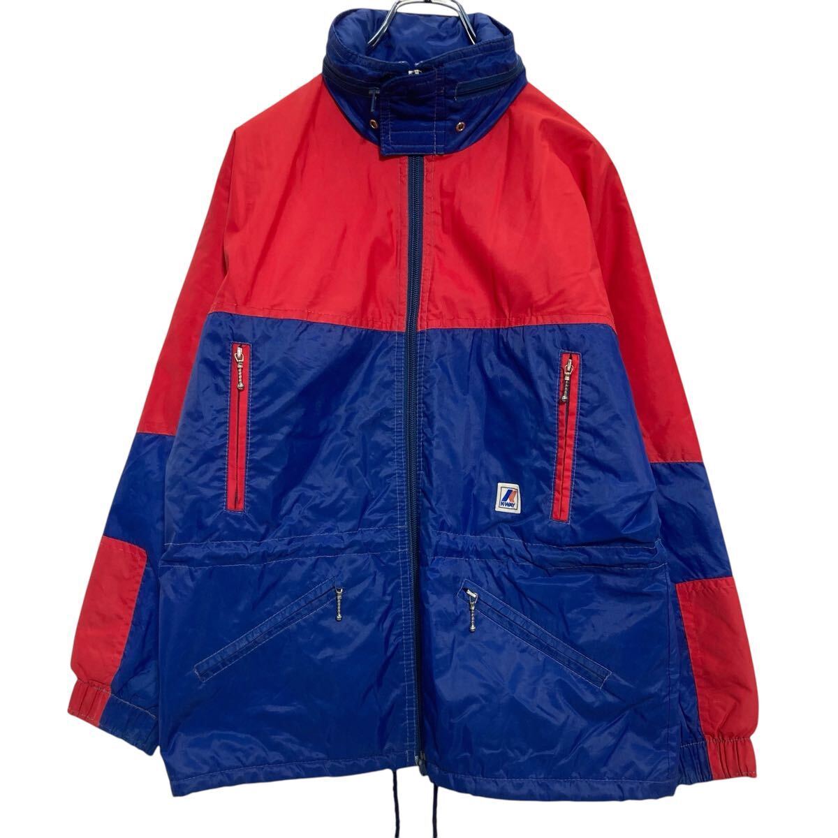 K.WAY ジップアップ ナイロンジャケット キッズ 160~ ブルー レッド 古着卸 アメリカ仕入 a610-7410拍卖