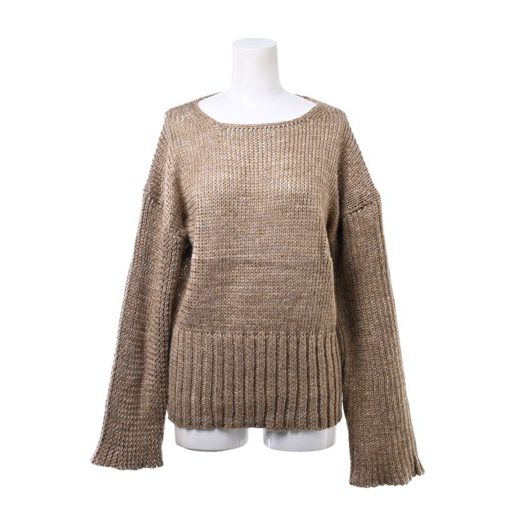 美品 NOWOS リネンコットン プルオーバーニット - ブラウン ノーウォス KL4BCQCS57拍卖
