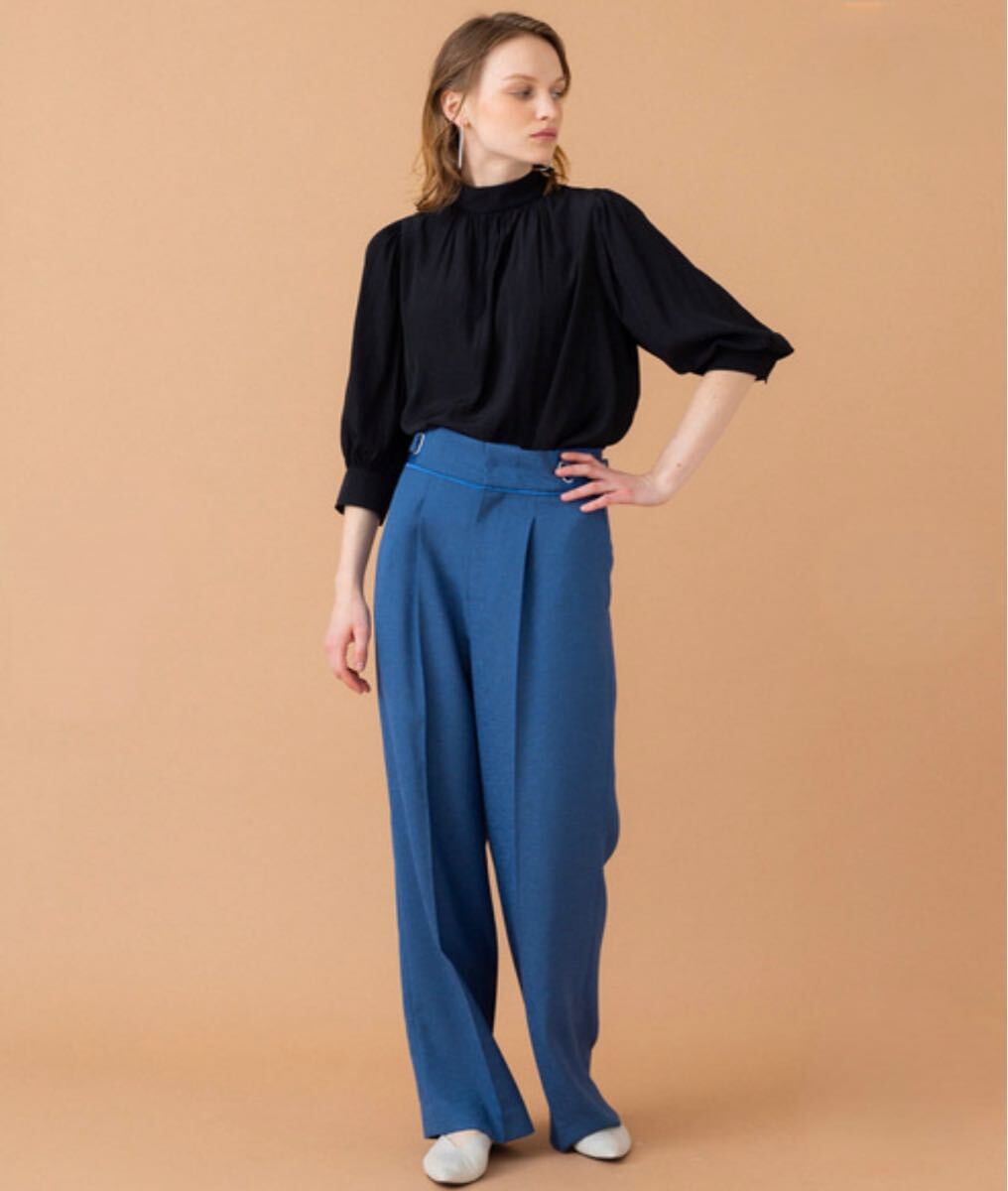 UNITED TOKYO トップス ブラウス シアーギャザーブラウス 黒 ブラック シンプル 半端丈 新品 タグ付き 値下げ拍卖